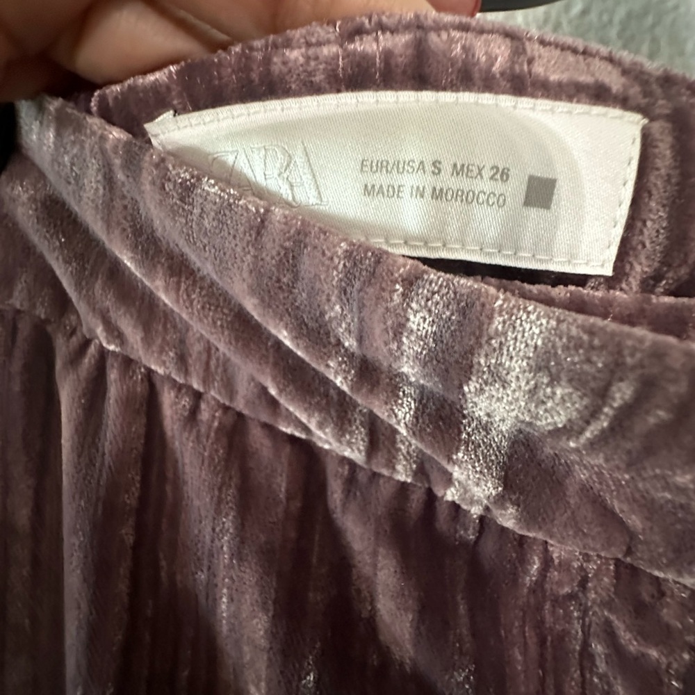 ZARA Luxurious Velvet Mauve Wide Leg Special Ocassions Pants Medium - Picture 6 of 8